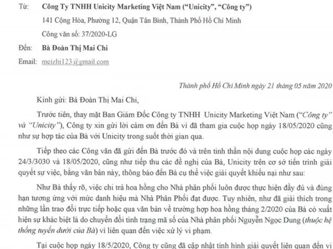 Công ty Unicity Marketing Việt Nam tính sai hoa hồng cho nhà phân phối?